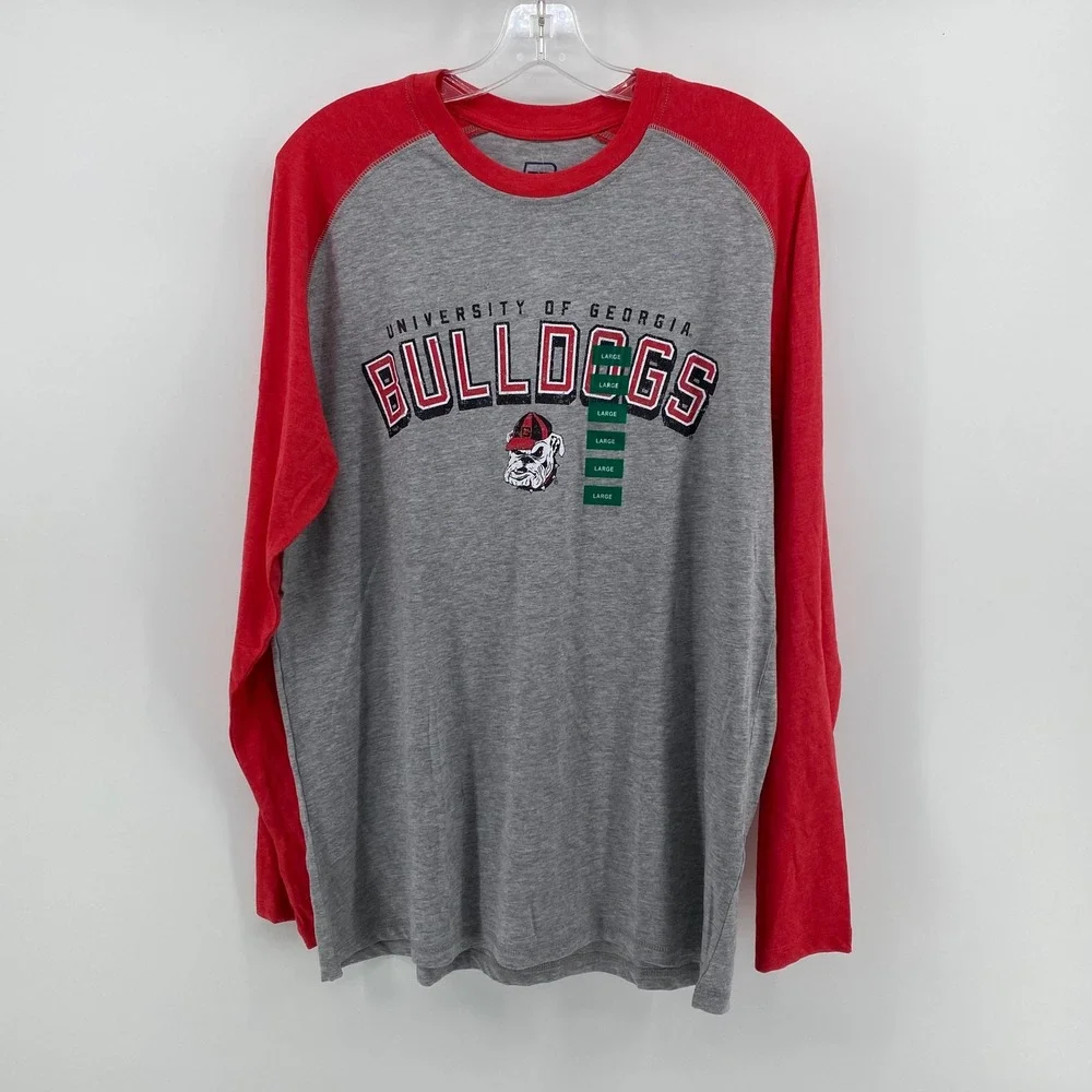 ProEdge Georgia Bulldogs Raglan Long Sleeve Shirt Steel Red Womens Large NWT - Picture 1 of 6